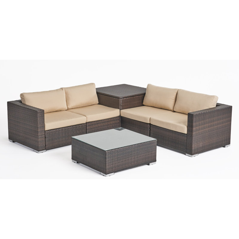Brayden Studio Roxann Outdoor 4 Seater Wicker Sofa Set With
