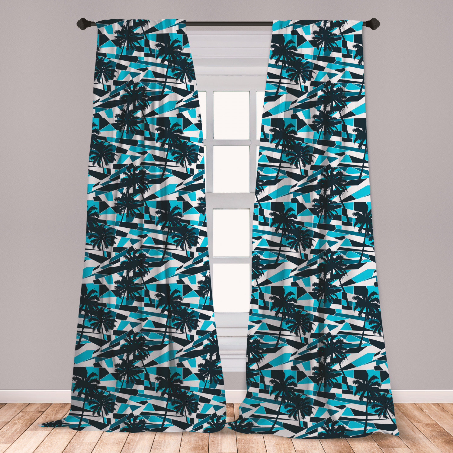 East Urban Home Ambesonne Palm Tree Window Curtains Fractal