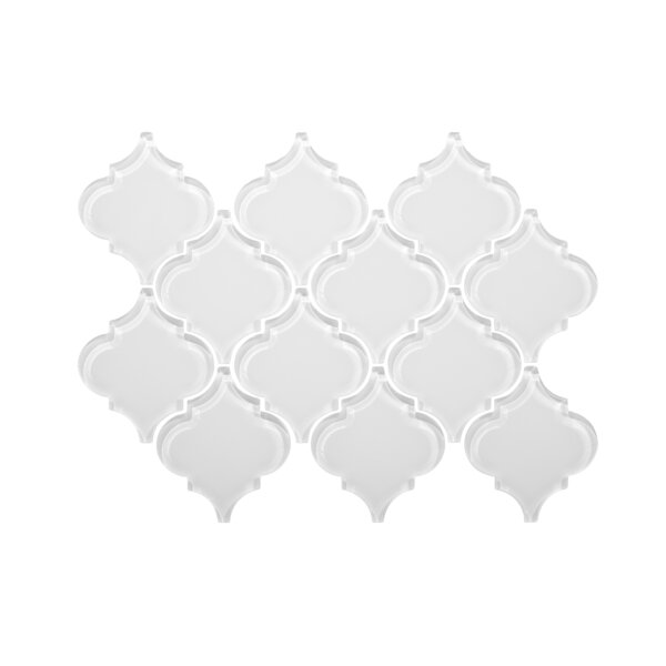 Water Jet Series 3.5 x 4.25 Glass Mosaic Tile in White by WS Tiles