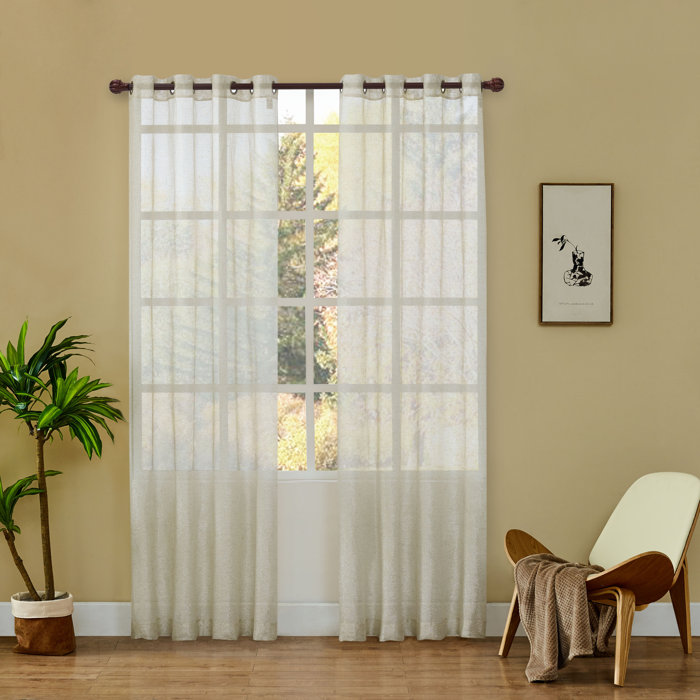 Lyndale Decor Sparkle Solid Sheer Grommet Single Curtain Panel
