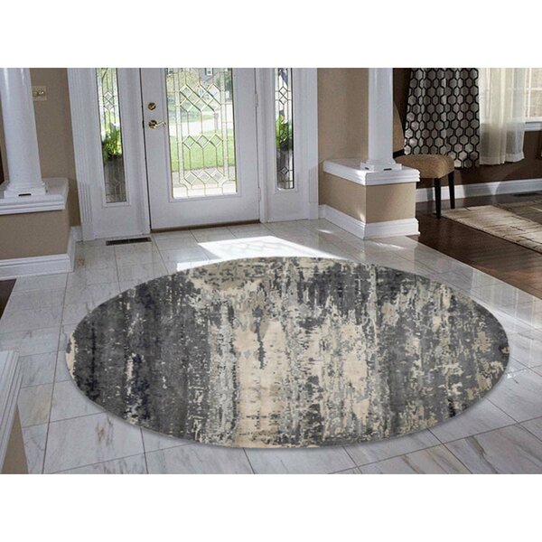 One-of-a-Kind Abstract Hand-Knotted Gray/Cream Area Rug by Williston Forge