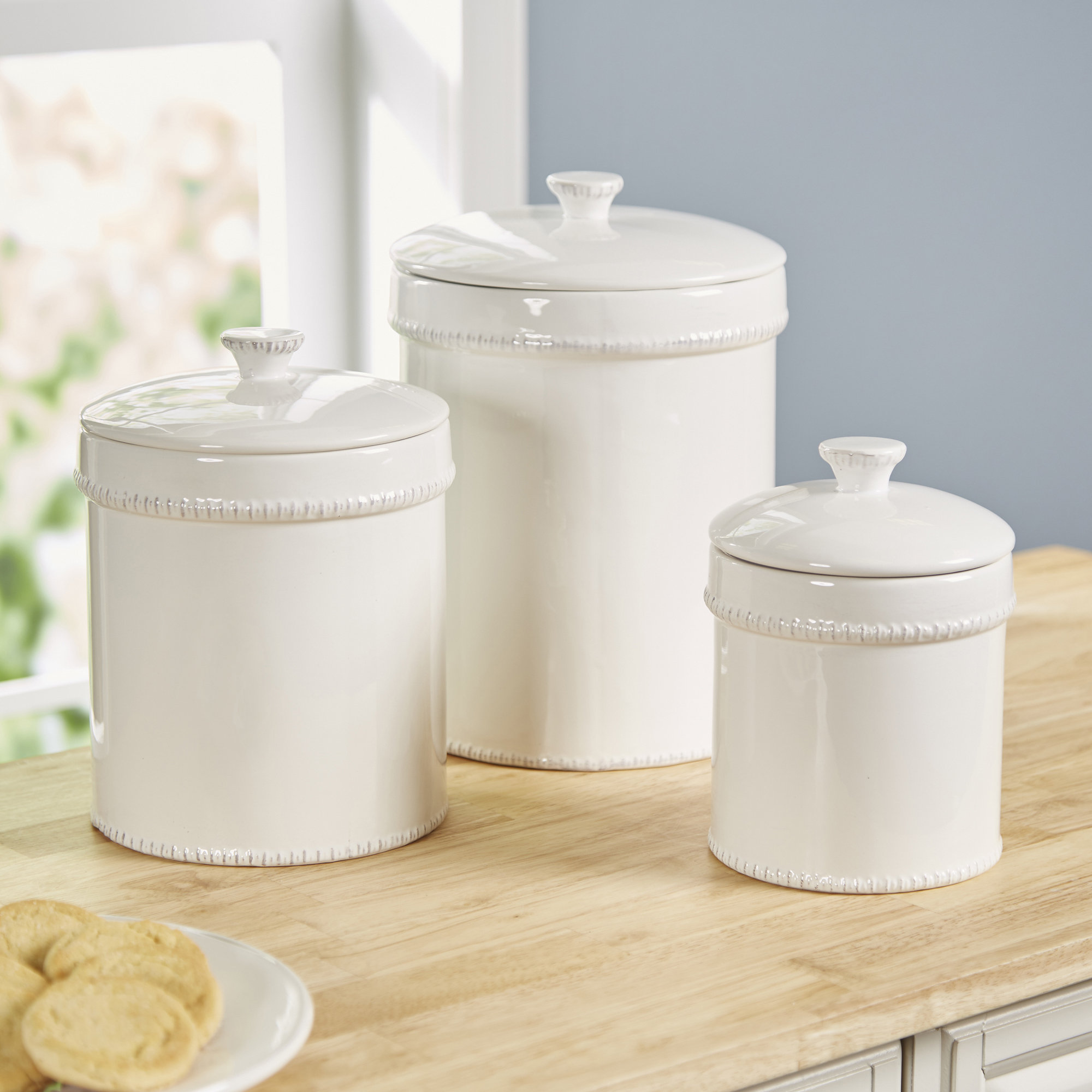 White Kitchen Canisters Set Of 3 Made To Order Storage And - www.vrogue.co