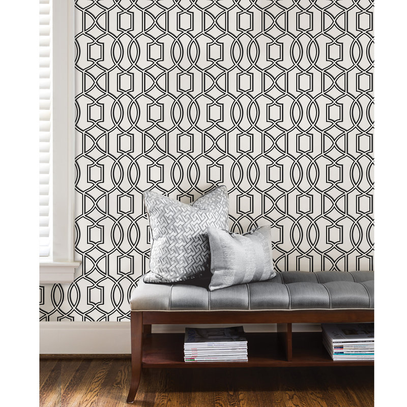 WallPops! Nu 18' x 20.5" Uptown Trellis Black / White Peel and Stick