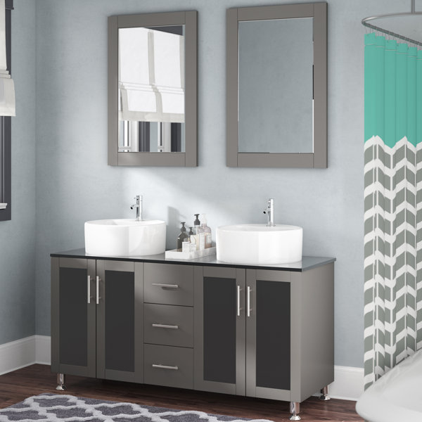 Boswell 60 Double Vanity Set with Mirror by Mercury Row