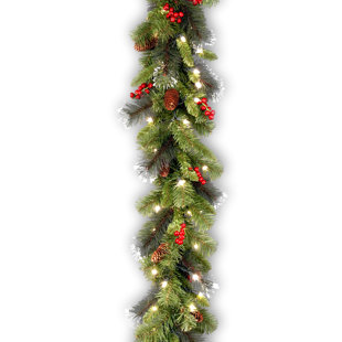 Battery Lighted Garland Wayfair 9 Foot Spruce Pre Lit Faux Garland With 50 Clear Lights