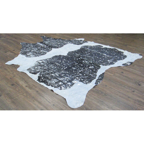 Broadmeade Hand-Woven Cowhide Black/White Area Rug by Foundry Select