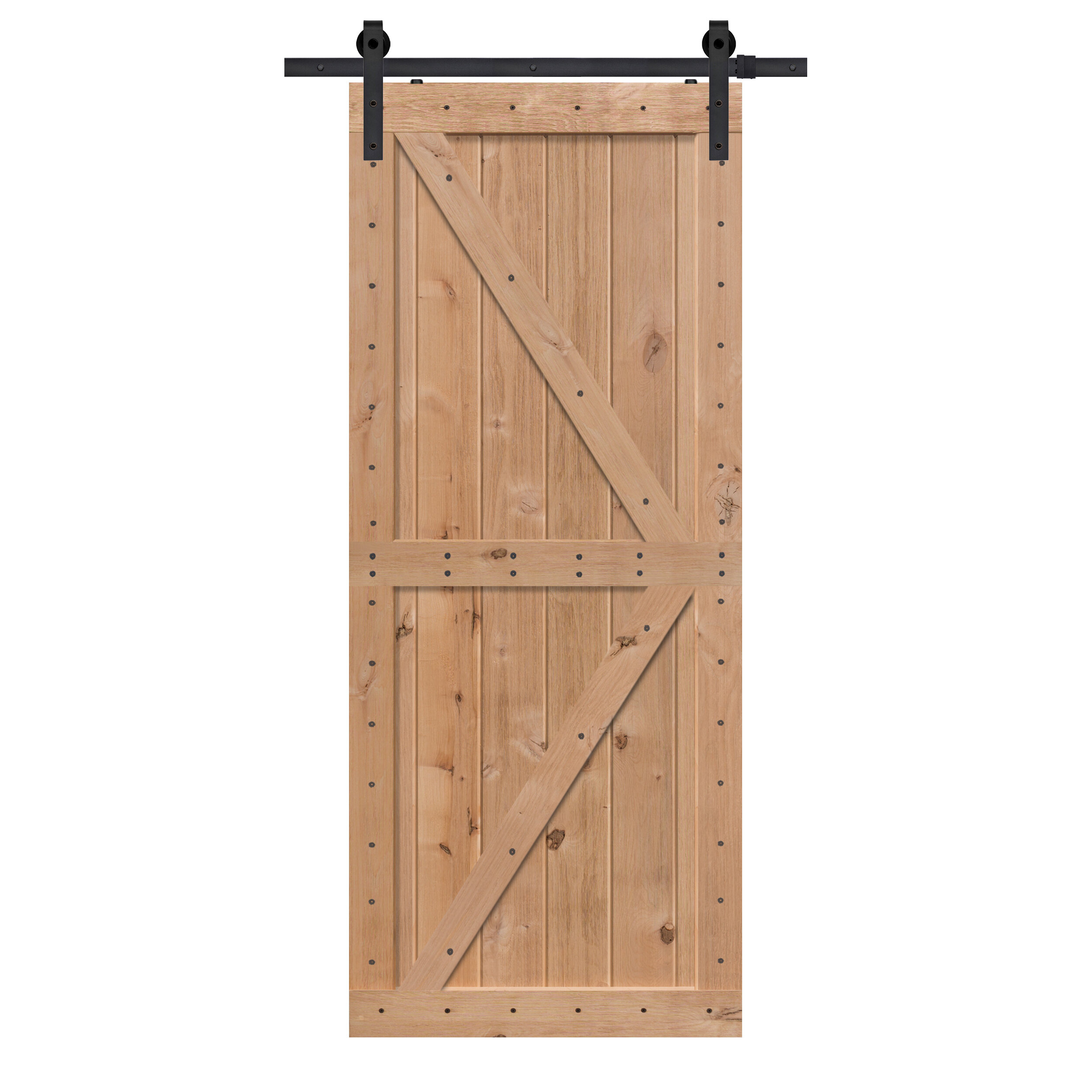 Barndoorz Paneled Wood Finish Barn Door Without Installation