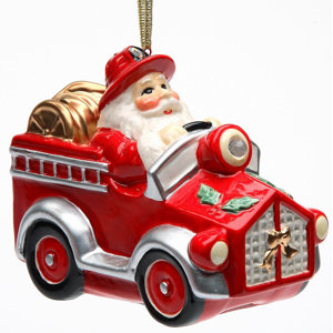 Firefighter Santa LED and IC Hanging Figurine