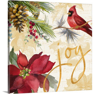 'Christmas Poinsettia I' Painting Print on Wrapped Canvas
