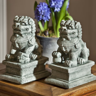 Outdoor Foo Dog Statues Wayfair 2 Piece Temple Foo Dog Statue Set