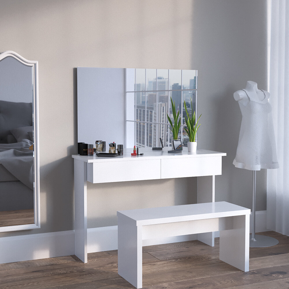 Brayden Studio Bongiorno Dressing Table With Mirror Reviews Wayfair Co Uk