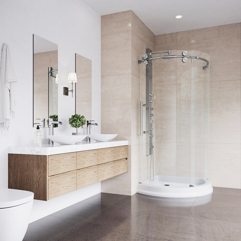 Vigo Sanibel 38 W X 74 63 H Round Sliding Shower Enclosure With