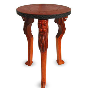 Lion Power Wood End Table by Novica