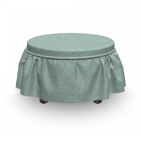 Squares Lines Ottoman Slipcover (Set Of 2) By East Urban Home