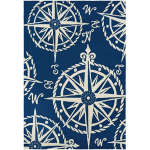 Beaufort Hand-Hooked Navy/Beige Indoor/Outdoor Area Rug