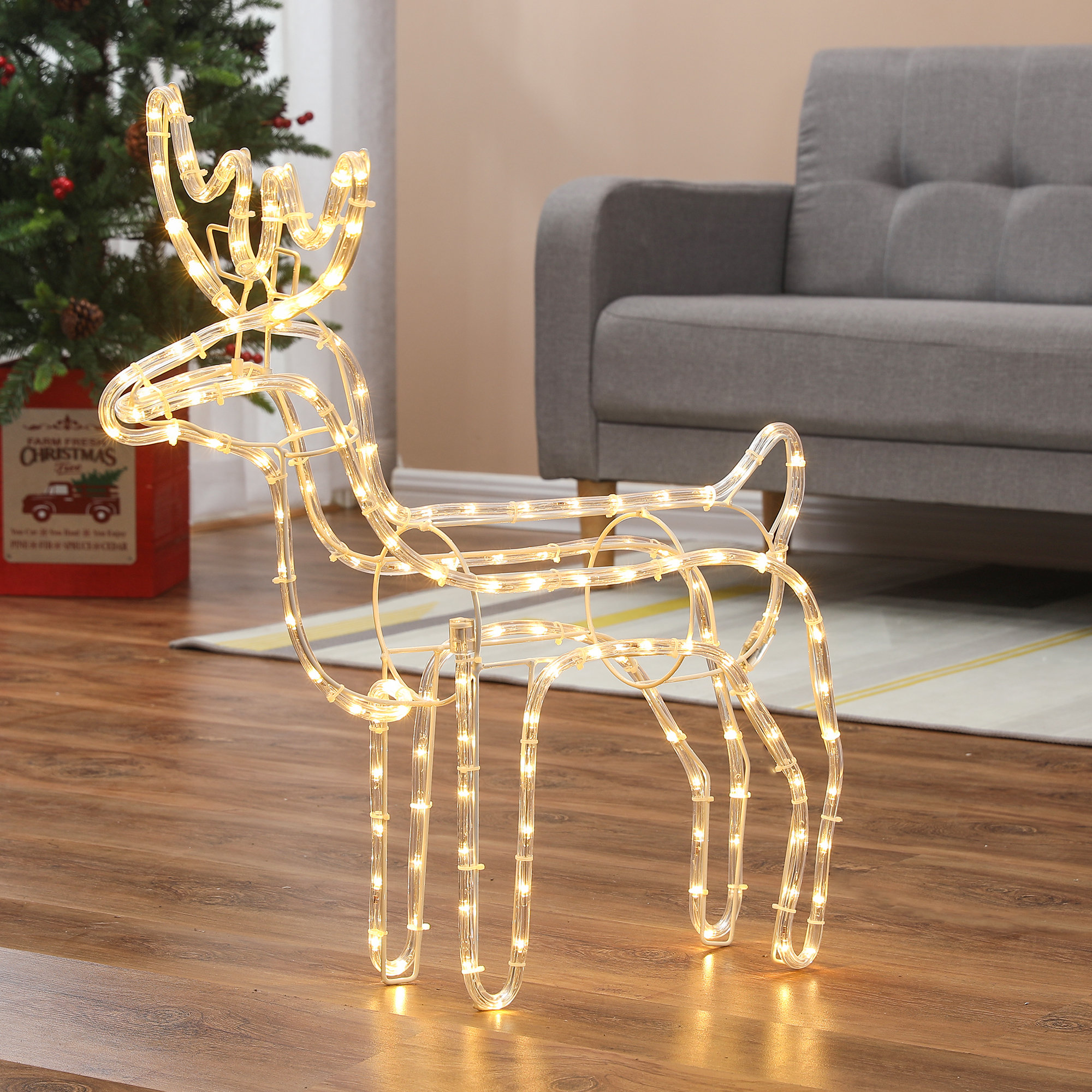 Stylish Christmas Hanging Silhouette Light For Indoor Outdoor Use Reindeer