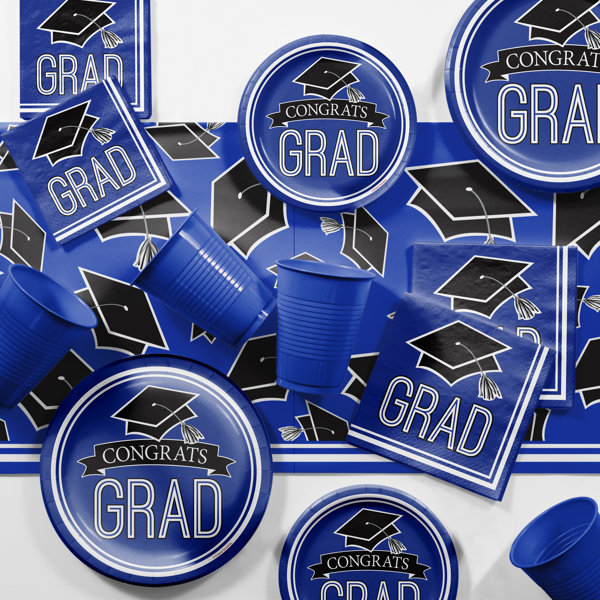 Set of 16 Paper Plates and 18 Napkins Featuring Graduation Theme 34 Total Pieces Graduation Paper Plates and Napkins Set Great Value