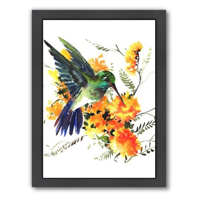 'Hummingbird 6' Framed Painting Print East Urban Home Frame Color: Black