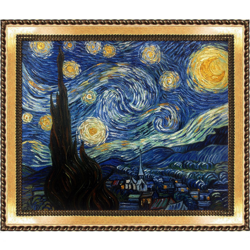 La Pastiche 'Starry Night' by Vincent Van Gogh Framed Oil ...