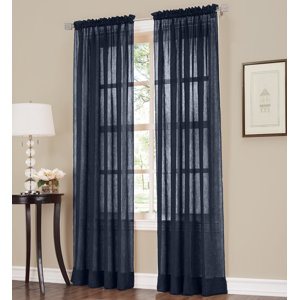 Crushed Sheer Voile Solid Sheer Rod Pocket Single Curtain Panel