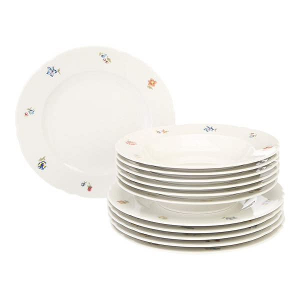 Seltmann Weiden 12-tlg. Tafelservice Marieluise Elfenbein Blütenmeer