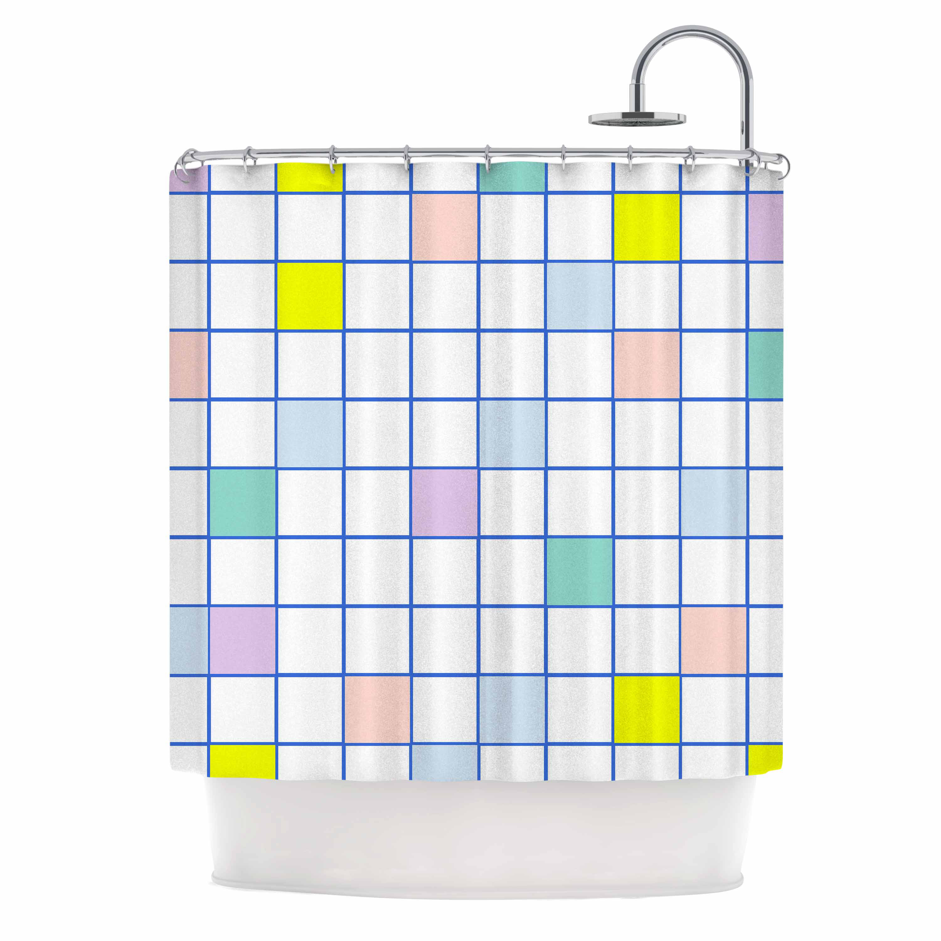 East Urban Home Pastel Windowpane Grid Shower Curtain Wayfair