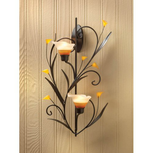 Alcott Hill Decorative Lilies Candles Wall Sconce Wayfair