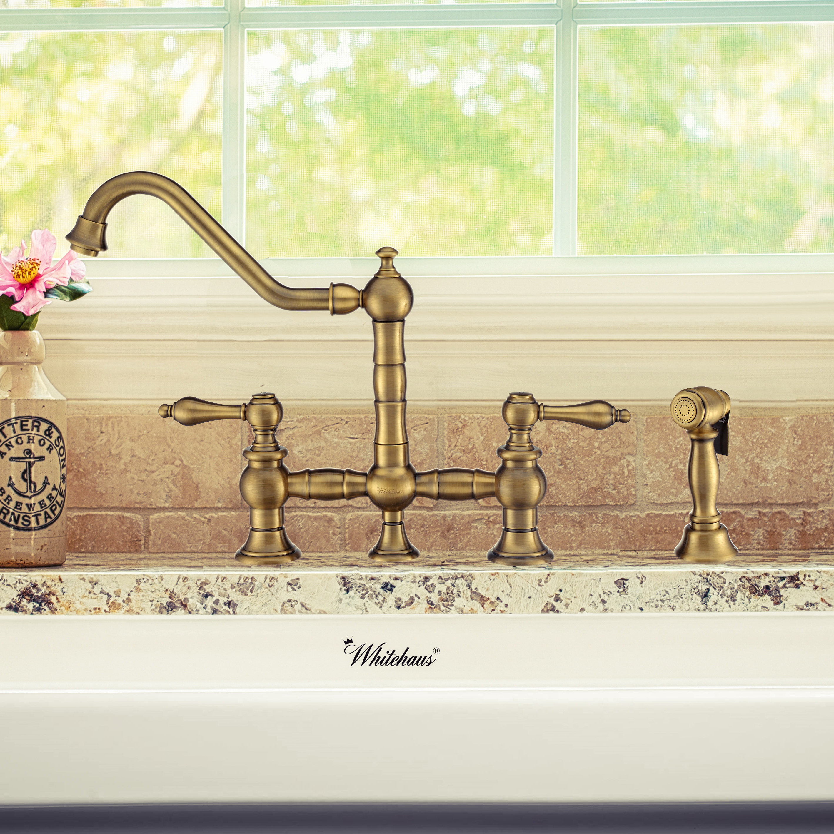 Whitehaus Collection Vintage Iii Plus Bridge Faucet With Side Spray Birch Lane