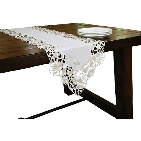 Daisy Lace Embroidered Cutwork Table Runner by Xia Home Fashions