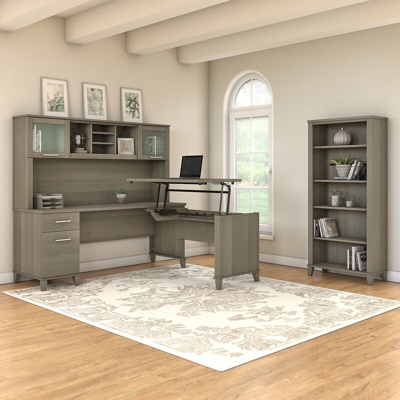 Ebern Designs Stubblefield Height Adjustable L Shape Standing Desk