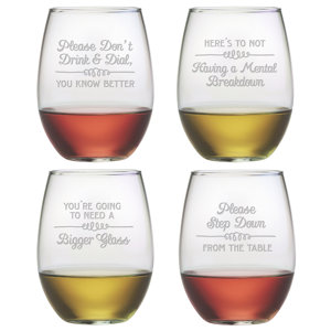Wine Wisdom Stemless Wine Glass (Set of 4)