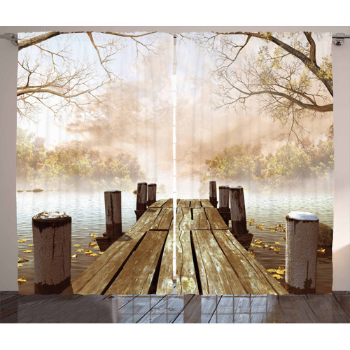 Lake in the Forest Pencil Pleat Room Darkening Thermal Curtains East Urban Home Dimensions per curtain: 245cm H x 140cm W