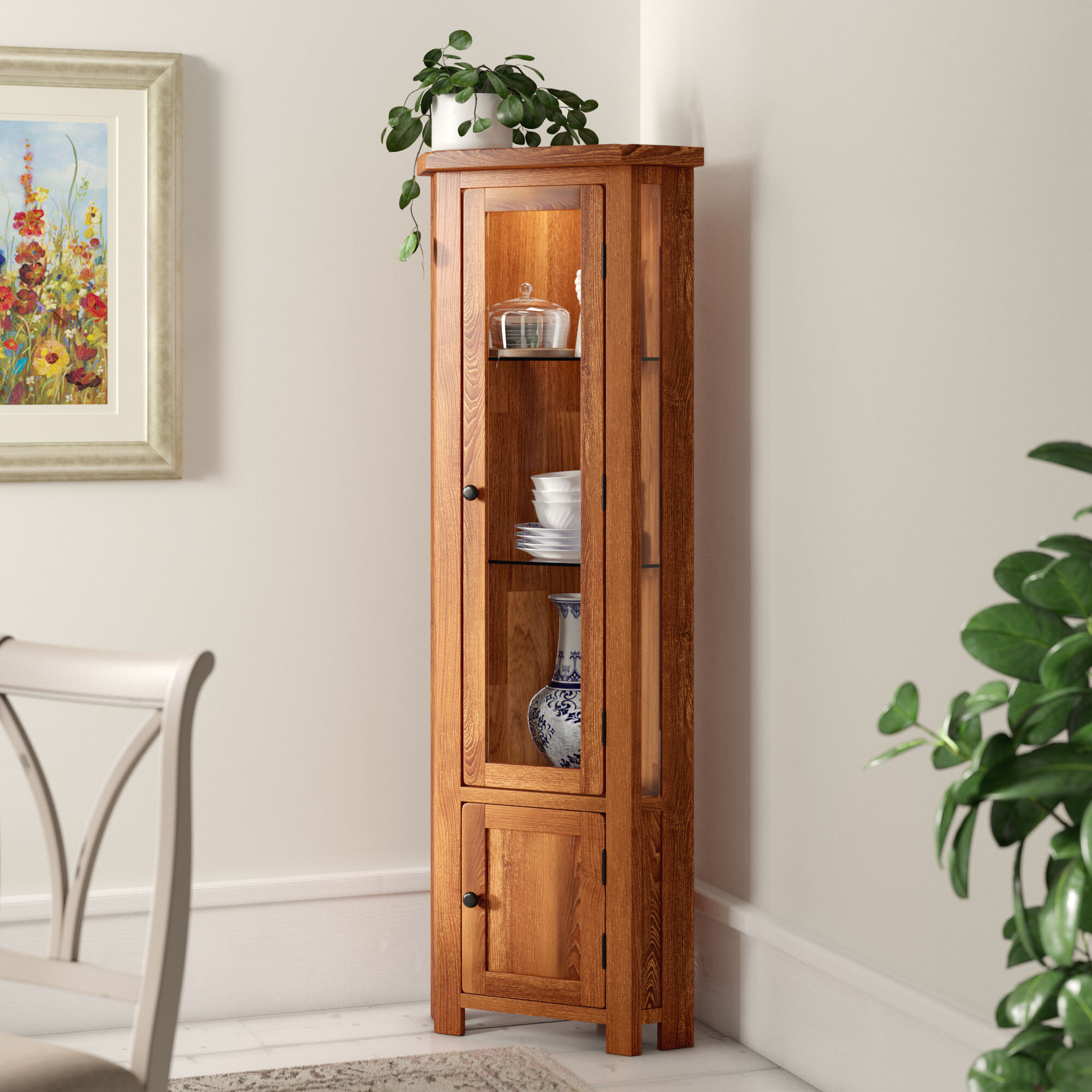 Home Furniture Diy Wood Corner Cabinet With Three Drawers And