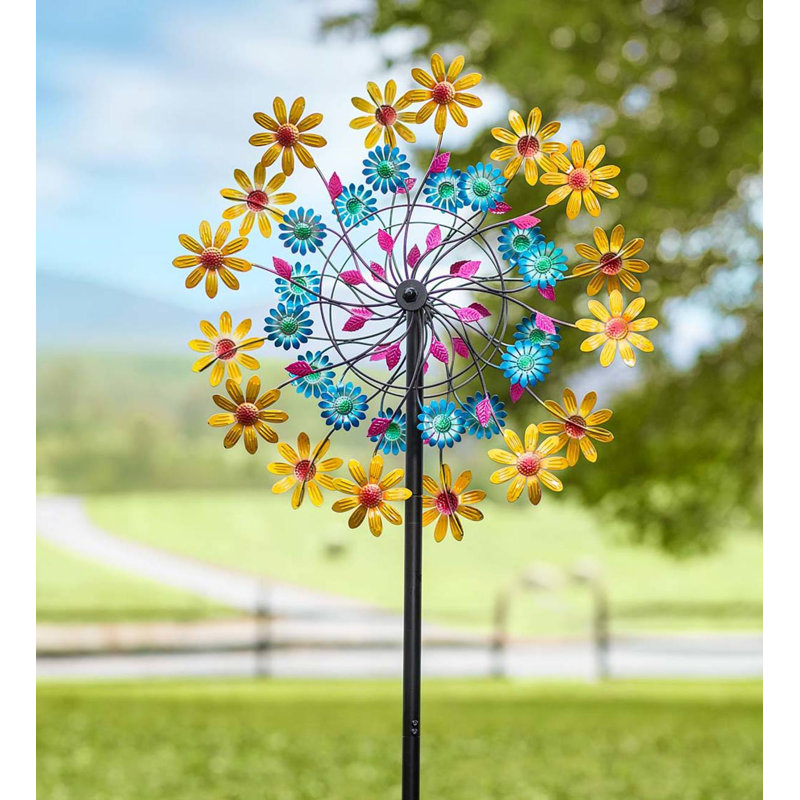 Plow & Hearth Daisy Metal Garden Wind Spinner Wayfair
