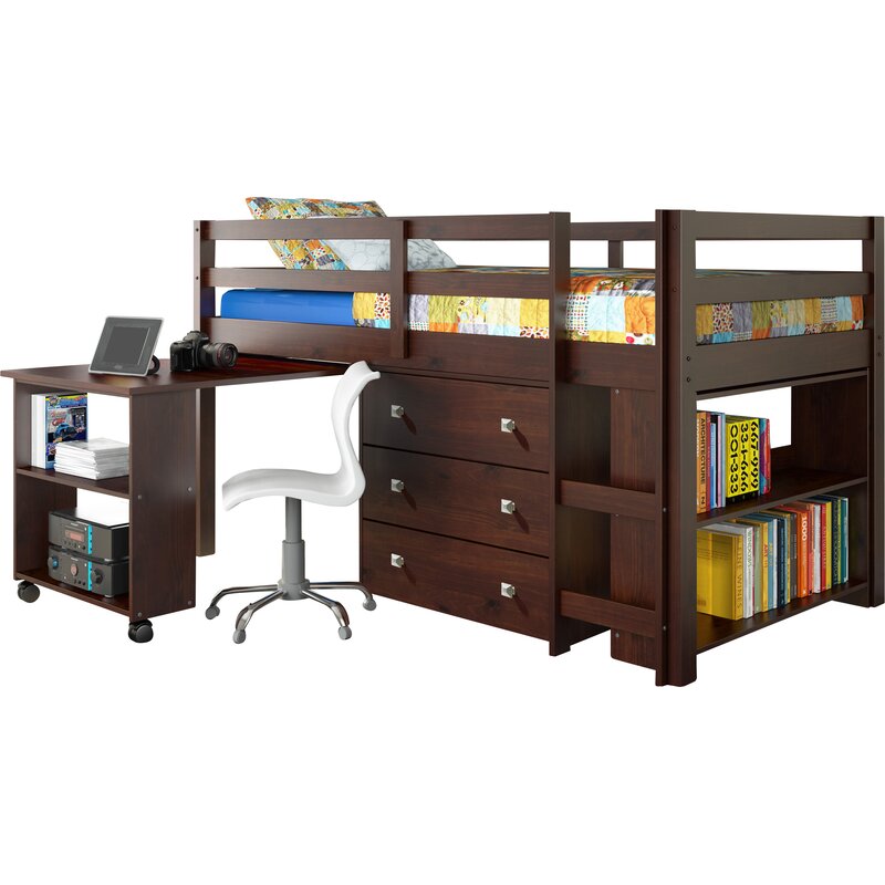 Viv Rae Senger Twin Low Loft Bed With Bookcase And Drawers
