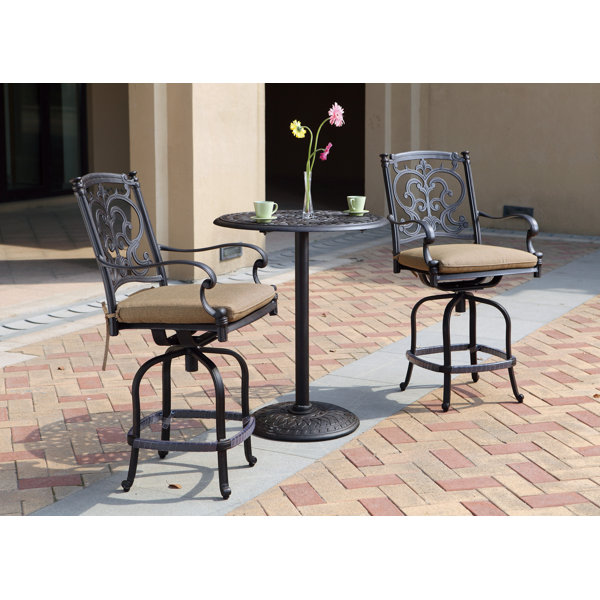 Palazzo Sasso 3 Piece Counter Height Bar Dining Set With Cushions