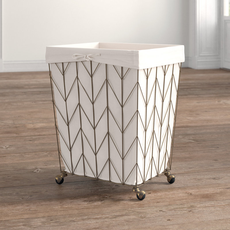 Kelly Clarkson Home Coastal Decorative Rolling Laundry Hamper