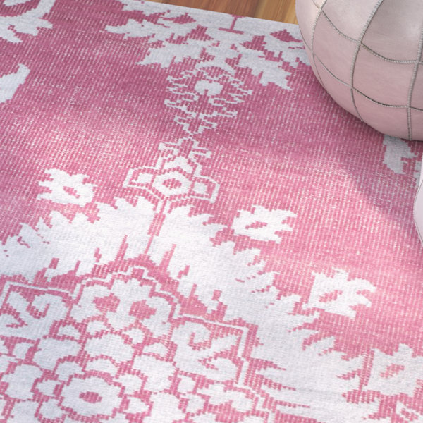Moulouya Hand-Knotted Pink Area Rug by Bungalow Rose