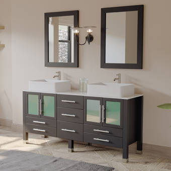 Brayden Studio Meserve 65 Espresso Solid Wood Double Bathroom