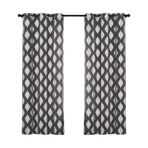 Ginsberg Damask Semi-Sheer Grommet Curtain Panels (Set of 2)