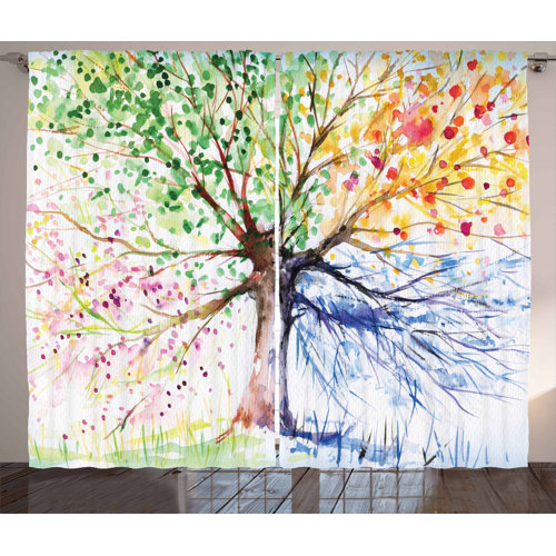 Tree Pinch Pleat Room Darkening Thermal Curtains East Urban Home Dimensions per curtain: 175cm H x 140cm W