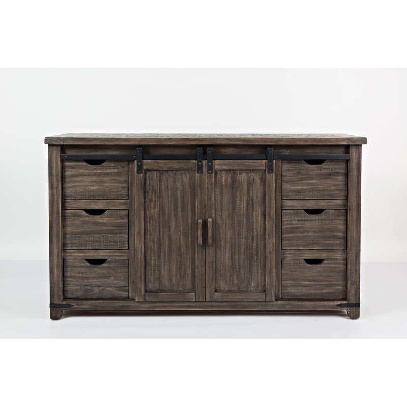 Dustin 60" Wide 6 Drawer Pine Wood Credenza & Reviews Birch Lane