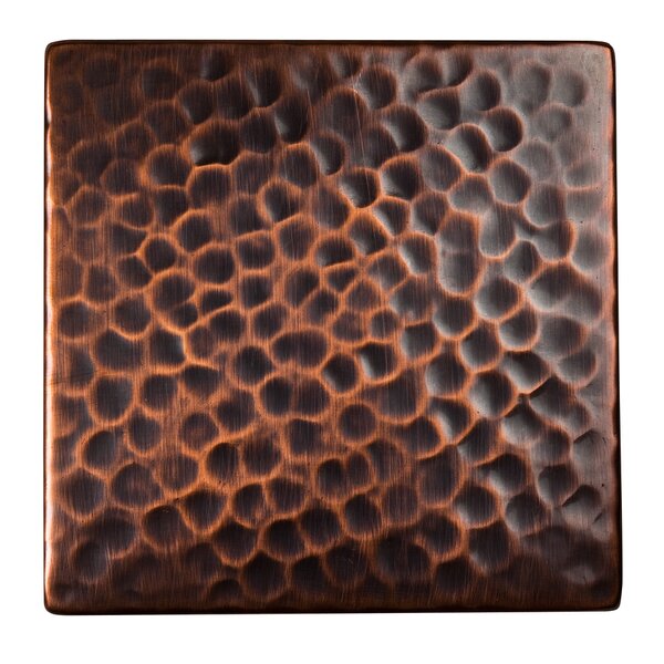 Solid Hammered Copper 4 x 4 Decorative Accent Tile in Antique Copper by The Copper Factory