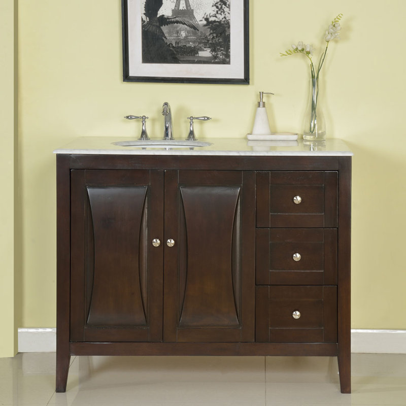 Silkroad Exclusive 45 Single Sink Cabinet Bathroom Vanity Set 45 Single Sink Cabinet Bathroom Vanity Set