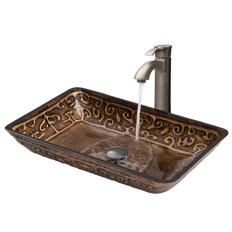 VIGO Greek Glass Rectangular Vessel Bathroom Sink with Faucet & Reviews