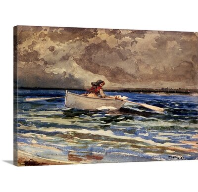 'Rowing at Prout's Neck, 1887' by Winslow Homer Painting Print Vault W Artwork Size: 20