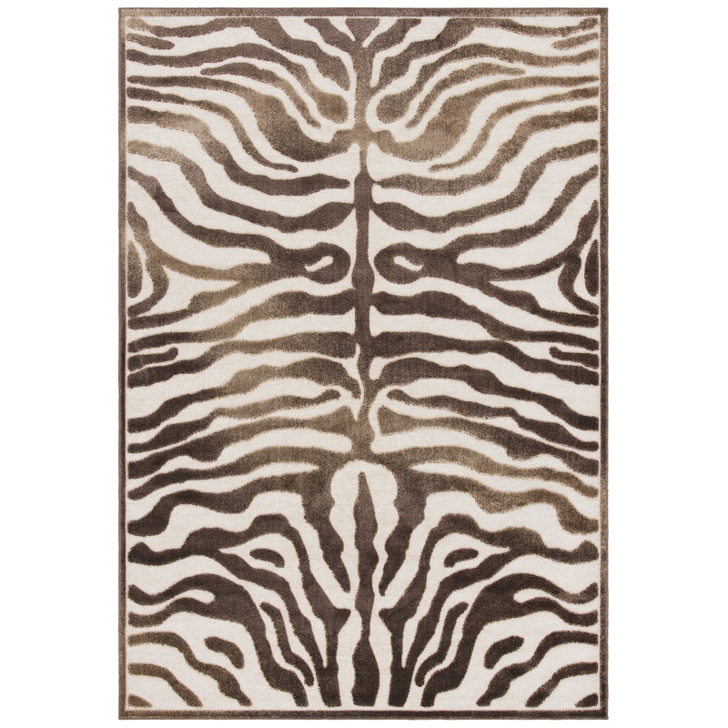 World Menagerie Lorian Zebra Animal Print Brown Area Rug Reviews Lorian Zebra Animal Print Brown