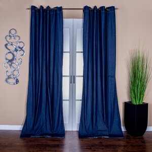 Capri Denim Solid Semi-Sheer Grommet Single Curtain Panel