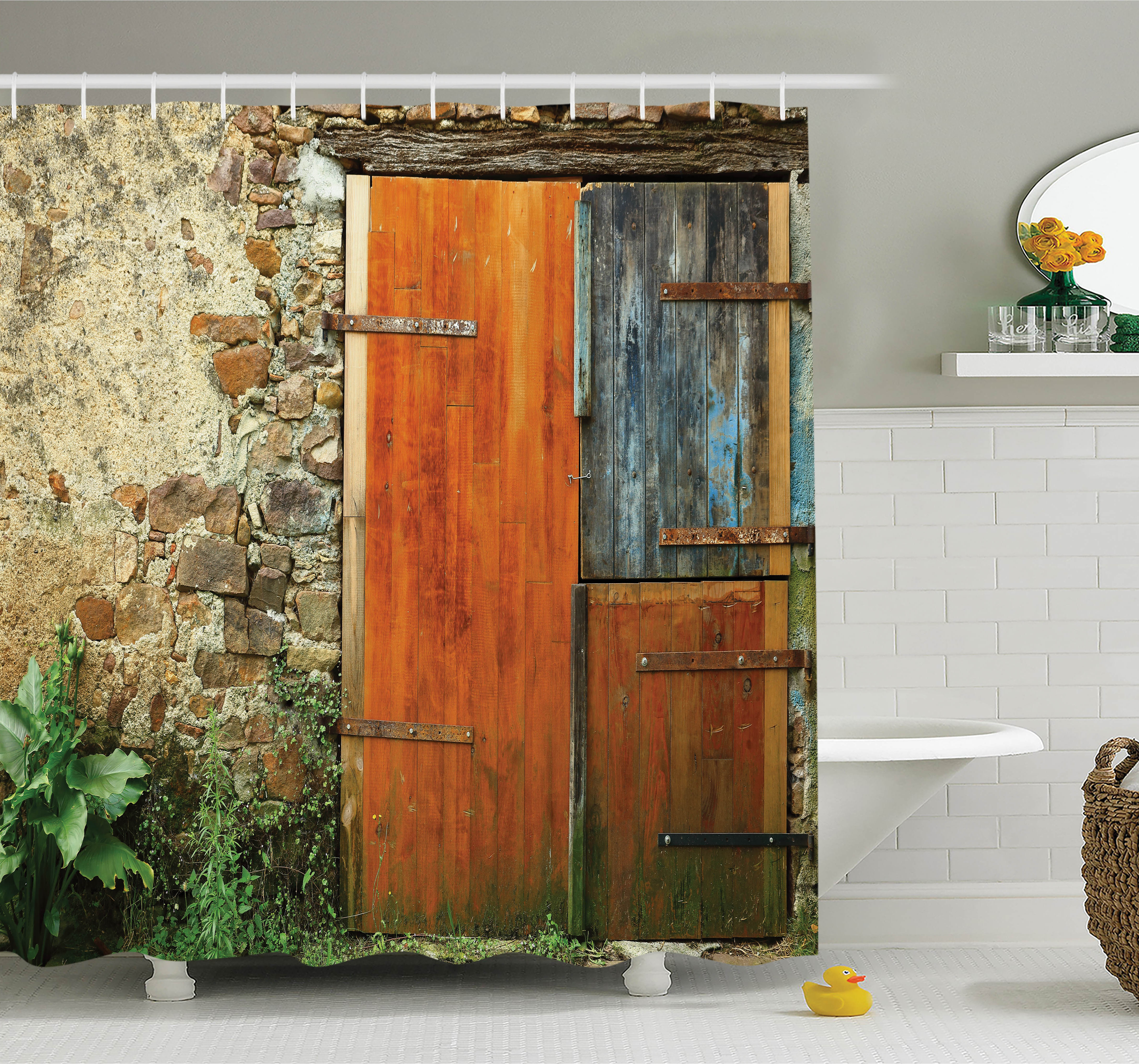 East Urban Home Old French Wooden Door Shower Curtain Set