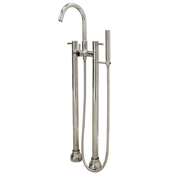 Sol Triple Handle Floor Mounted Claw Foot Bathtub Faucet with Hand Shower by ANZZI